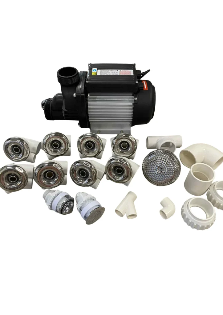 Zestaw hydromasażu do balii ogrodowej.