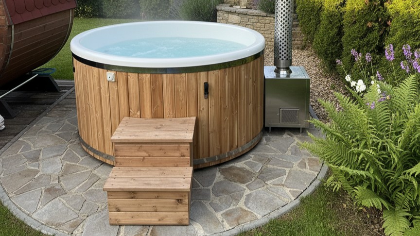 Na zdjęciu balia ogrodowa, w której panuje optymalna temperatura.